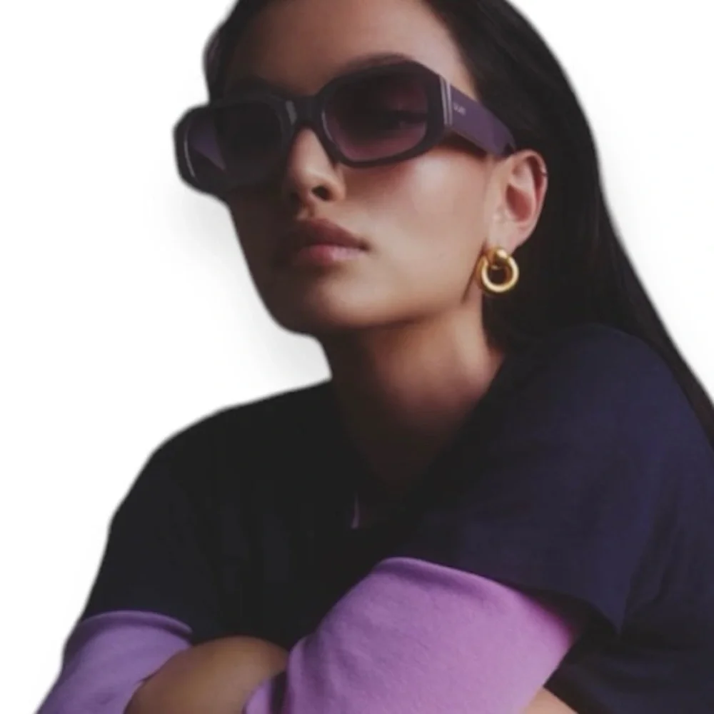 QUAY Hyped Up Sunglasses Amethyst Purple Frame Dark Amethyst Gradient Lens NWT